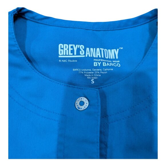 Grey's Anatomy Barco Women's Scrub Jacket Warm-Up Snap Up Galaxy Blue Sz Small - Picture 4 of 9